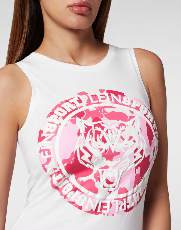 Sleeveless T-shirt Round Neck Carbon Tiger