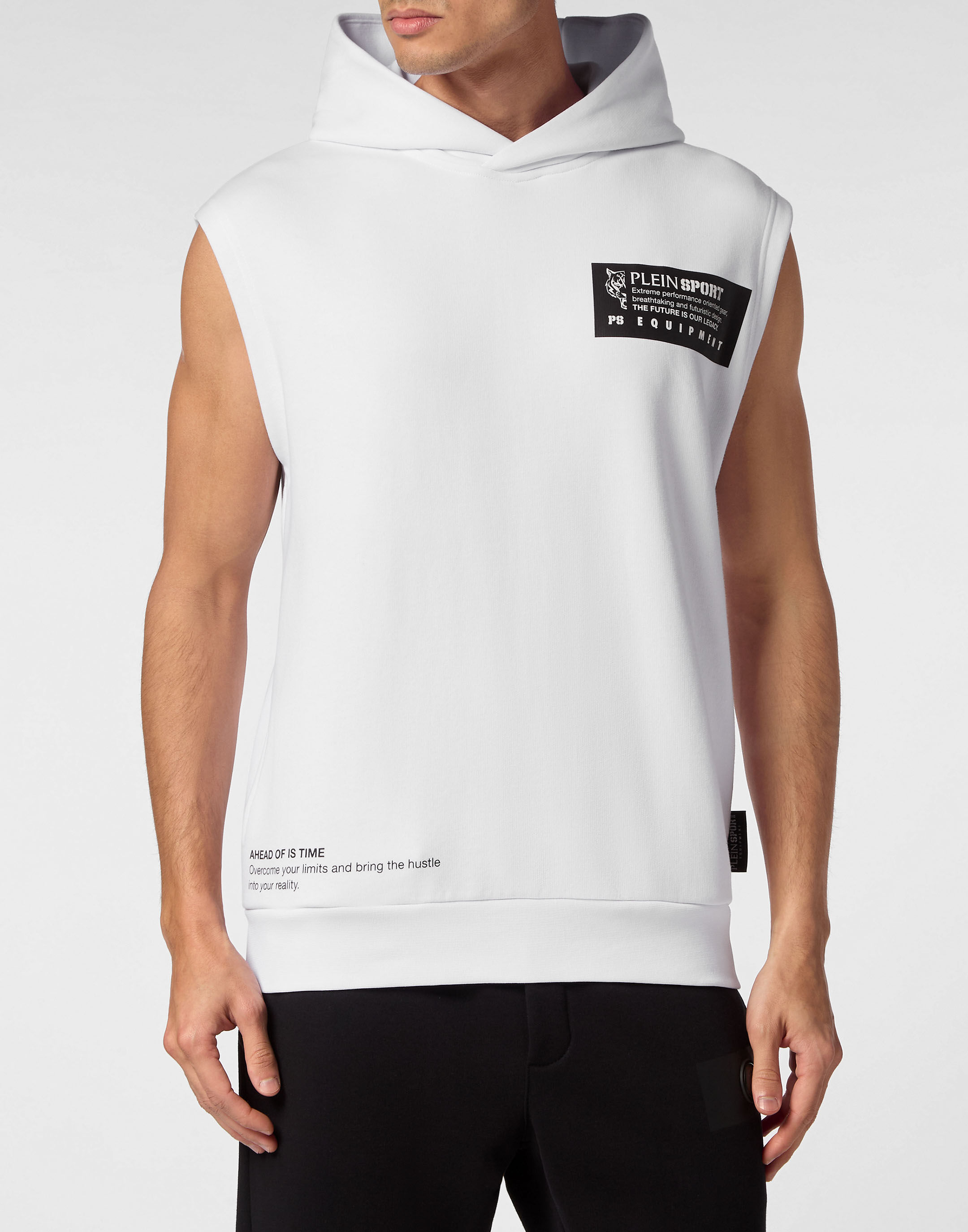 White sleeveless hoodie mens deals