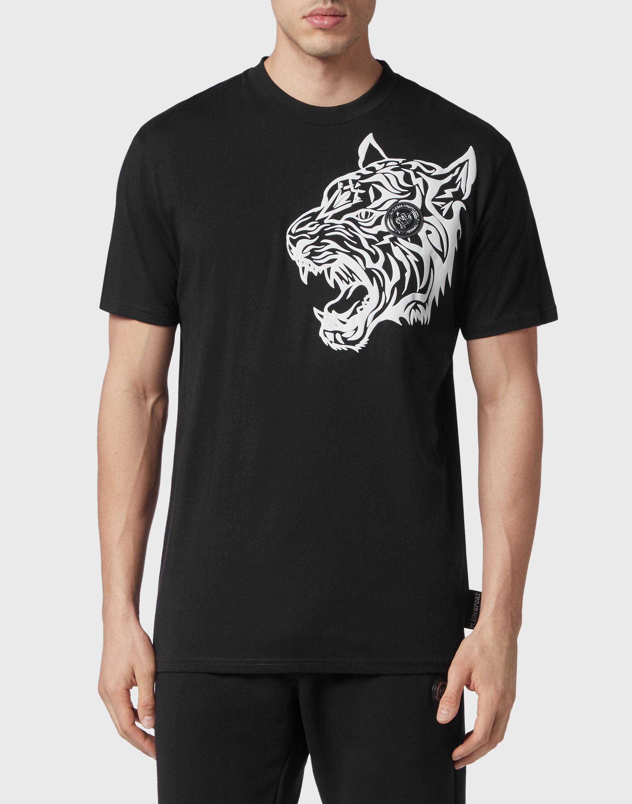 kulstof fællesskab Uafhængig T-shirt Round Neck SS Tiger Philipp Plein Sport